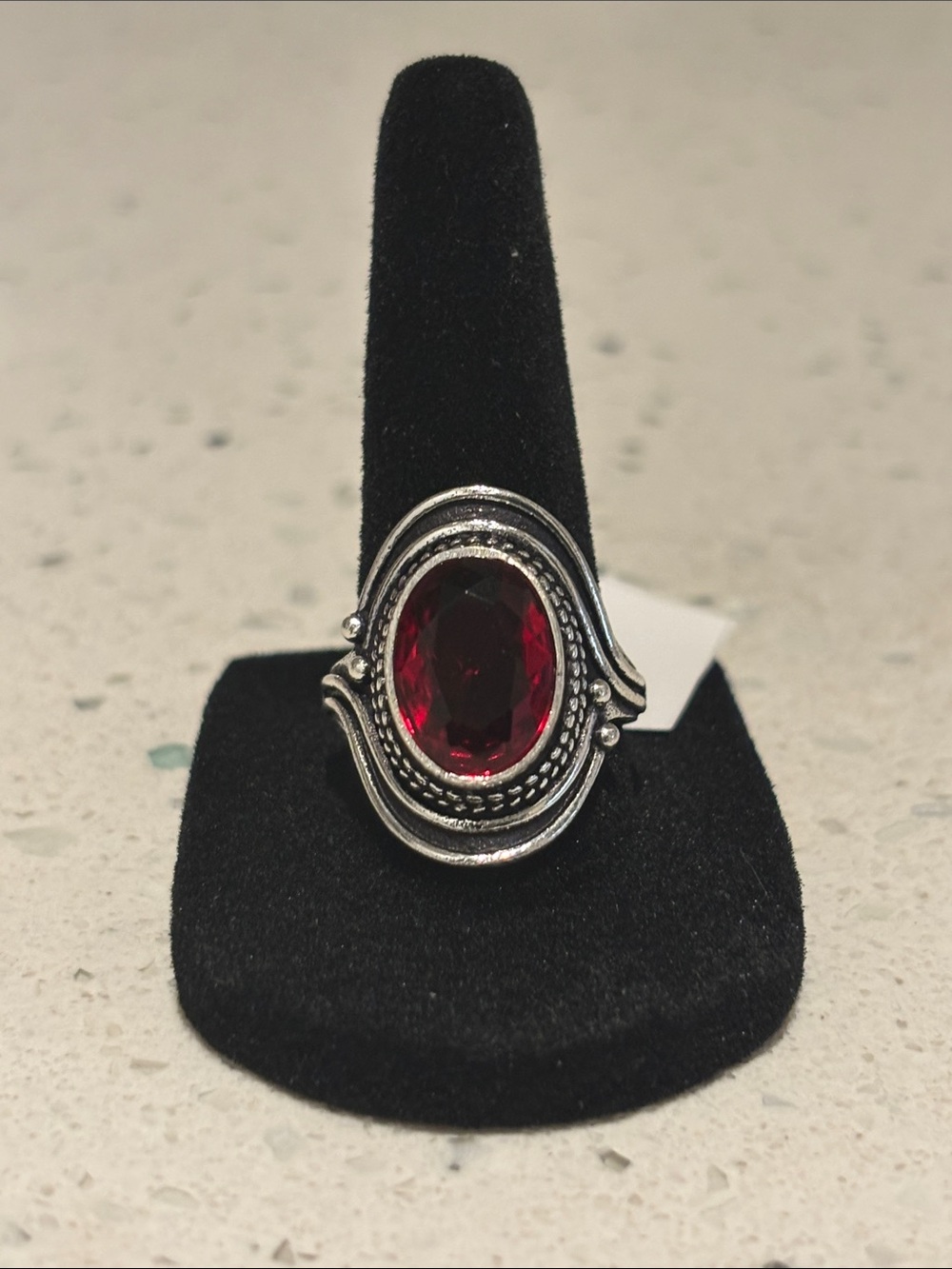 Red Garnet Oval Gemstone Statement Ring Size 9.5